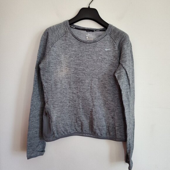 Ladies SZ M Nike Grey Dri-Fit Long-Sleeve T-Shirt - Picture 1 of 3